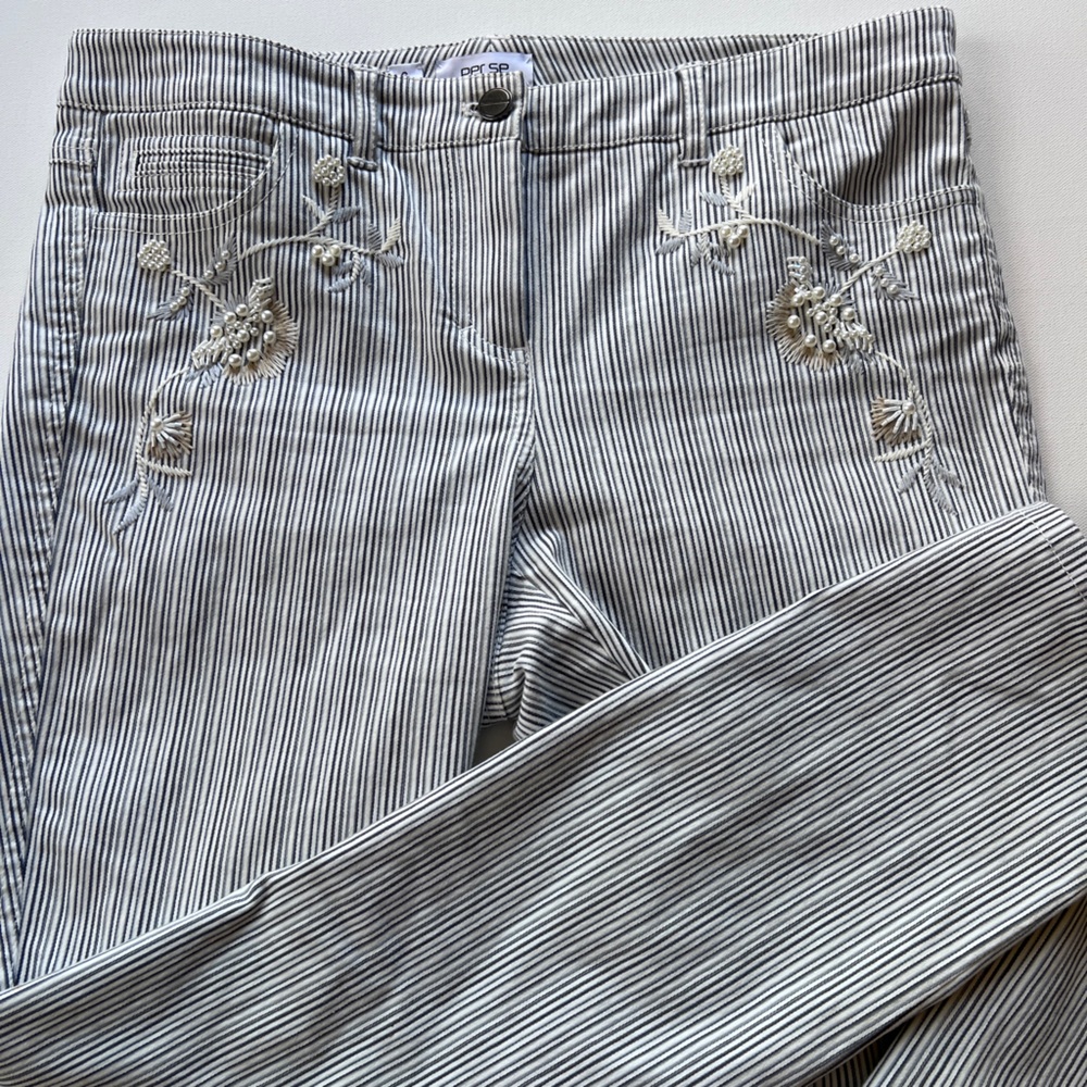 Per Se by CARLISLE Stephanie striped beaded pants